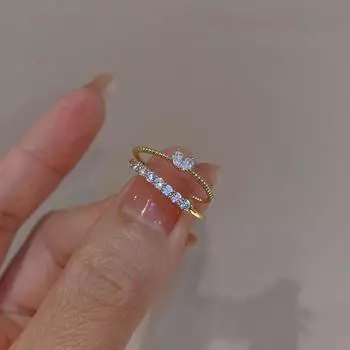 Кольцо с открытым сердцем, комплект из 2 предметов, корейский индивидуальный дизайн, модное темпераментное украшение для рук, настоящее золотое гальваническое сердце One Size