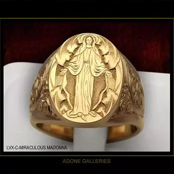 Кольцо с печатью на руку Hecheng Virgin Mary Blessing - европейские и американские религиозные мужские украшения Size 11