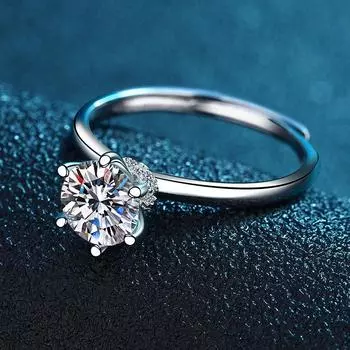 Кольцо с шестью когтями из серебра 925 пробы, женское, Guochao, поясное, с бриллиантами, персонализированное, простое, с бриллиантами Opening adjustable