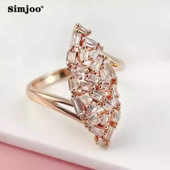 Кольцо SIMJOO с цирконием для женщин, модное, розовое золото, индивидуальное кольцо 7