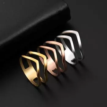 Кольцо Skyrim Simple Geometric Wave из нержавеющей стали золотого цвета для вечеринок, ювелирные изделия, подарок на день рождения для женщин и девочек 10