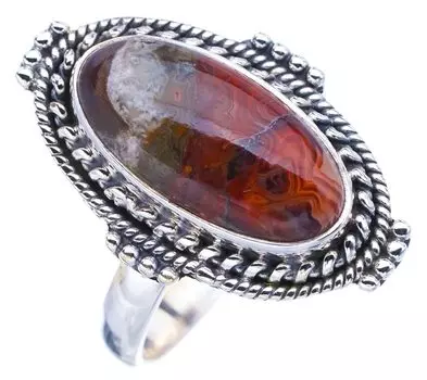 Кольцо StarGems® Natural Crazy Lace Agate ручной работы из стерлингового серебра 925 пробы 8,75 F0982