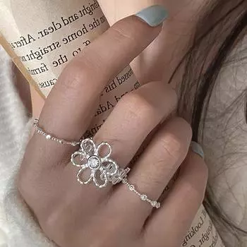 Кольцо Sweet Cool Wind Empty Flower Opening Ring для женщин, нишевый дизайн, чувство простоты индивидуальности, модное универсальное кольцо