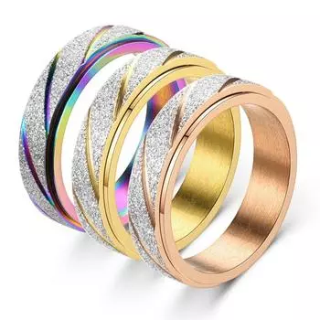 Кольцо тревоги Figet Spinner Кольца для женщин и мужчин Кольцо из нержавеющей стали Матовое эстетическое ювелирное изделие Вращающееся антистрессовое кольцо 6 золотой