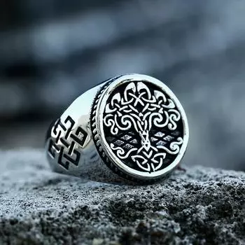 Кольцо Viking Tree of Life из нержавеющей стали, винтажное мужское кольцо из титановой стали 7