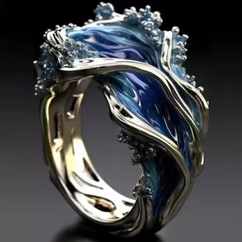 Кольцо Wave Resin Fashion Diamond Set для женщин One Size синий