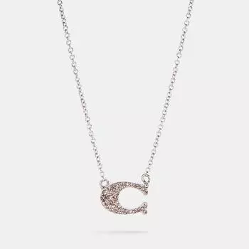 Колье Coach Pave Signature, серебро