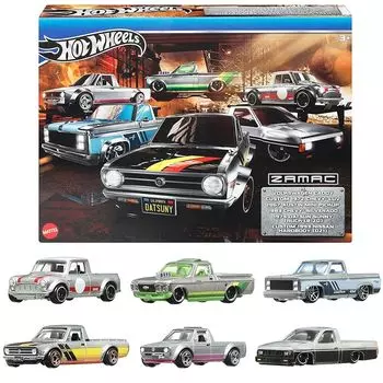 Колеса Hot Wheels) Игрушечные машинки из замака, в наборе 6 штук, для детей от 3 лет, серебристый HRX57