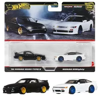 Колеса Hot Wheels) премиум 2 комплекта - 96 nissan 180SX Type X/Nissan Sylheity игрушечные машинки мини-машинки от 3 лет мульти JBK96