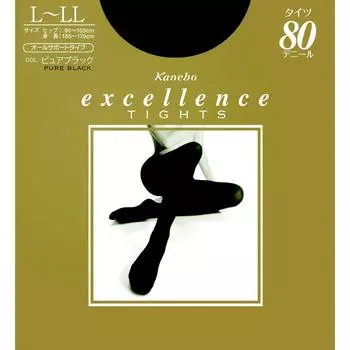 Колготки Kanebo EXCELLENCE (80 денье) Чисто-черные колготки размера L-LL Менее 100 денье Колготки Менее 100 денье