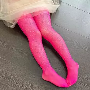 Колготки в горошек с пайетками, модные колготки-сетка для девочек Rose Red