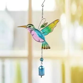 Колибри в саду Yousheng Wind Chime с крючком, легко подвешивается, устойчив к коррозии, подвесной подвесной колокольчик для двора синий