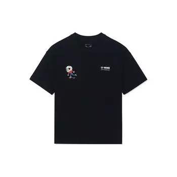 Коллаборация Li Ning X Pablo Ientile Серия Скейтбордов Мультяшный Принт Свободная Футболка с Коротким Рукавом Унисекс Топы Черный AHSS863-3 M