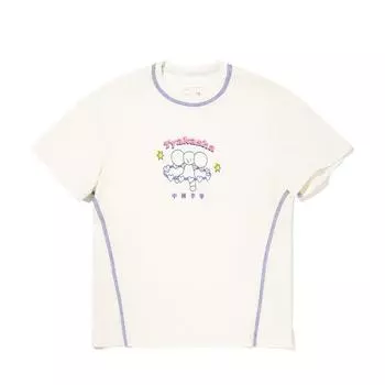 Коллаборация Li Ning X Takashu Футболка с круглым вырезом, удобная, дышащая, повседневная, с коротким рукавом, женская футболка, молочно-белая AHSV806-3 M