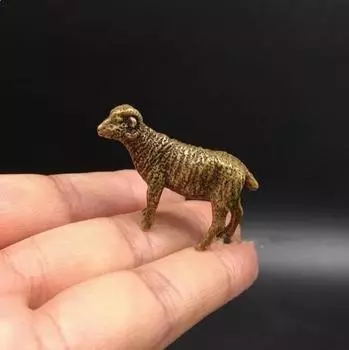 Коллекционные китайские латунные резные изящные маленькие статуи животных со знаками зодиака овец