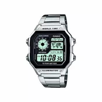 Коллекция Casio Montre Homme Quartz Digital Cadran Noir Браслет Acier Argent - AE-1200WHD-1AVEF - - - - -