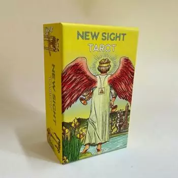 Колода Таро New Sight в жесткой выдвижной подарочной коробке, 78 шт. Карты Таро New Vision с путеводителем и мешочком на шнурке 12*7 см