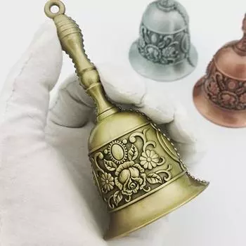 Колокольчик из медного сплава, резной ретро-колокольчик с нескользящей ручкой, многофункциональный B