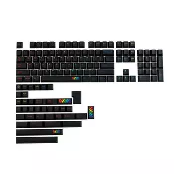 Колпачки клавиш Midnight Rainbow PBT Dye Sub для механической клавиатуры MX hes 142 клавиши, подходит для 61 63 64 65 67 68 80