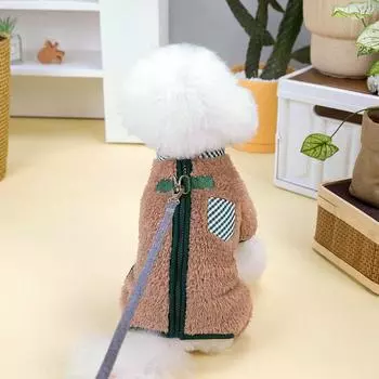 Комбинезон для собак, зимняя теплая плюшевая одежда для маленьких собак, пижама для щенков с двойными D-образными кольцами, костюм для чихуахуа, комбинезон для йорка XS серый