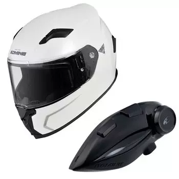 KOMINE FL Full Face Helmet Motorcycle Intercom Pearl White XL HK-170 + KK-902