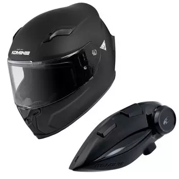KOMINE FL Full Face Helmet Motorcycle Intercom Mat Black M HK-170 + KK-902