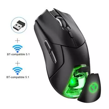 Компьютерная мышь T40, 3 режима, 2,4 ГГц, беспроводная Bluetooth-совместимая, перезаряжаемая, 4000 точек на дюйм, регулируемая RGB-подсветка, игровая мышь, аксессуары для ПК чёрный