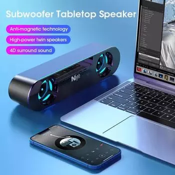 Компьютерная стереосистема Soundbar с RGB подсветкой, динамики 4D Surround Bass, сабвуфер, динамик для ноутбука, домашний кинотеатр Caixa De Som