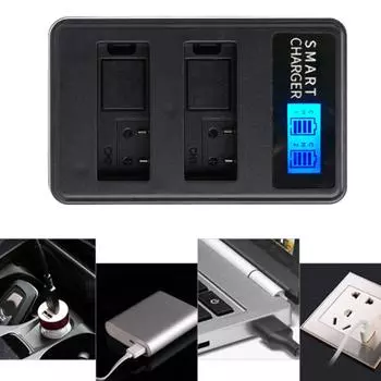 Компактное зарядное устройство NPW126 LCD с двумя слотами USB для зарядки аккумулятора камеры Fujifilm FinePix HS30, HS30EXR