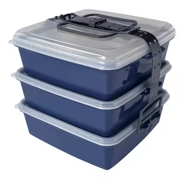 Компактный ланч-бокс Palmato Outdoor L 3 Tiers Navy 073842 T-world G.STYLE 24,922,7H22 см