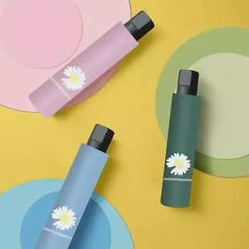 Компактный зонт Daisy Cartoon: Двойное использование: от солнца и дождя, с черной защитой от ультрафиолета