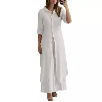 Комплект брюк Средней длины, однобортный с капюшоном, блузка с короткими рукавами, неровный подол, широкие свободные однотонные брюки, повседневные, повседневные M темно-серого