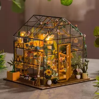 Комплект детского домика, мини-сделай сам, цветочный домик, 3D-головоломка ручной работы, сборка модели здания, игрушки, украшение для домашней спальни с мебелью, Wo