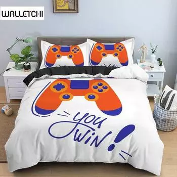 Комплект игровых пододеяльников из микрофибры, игровой комплект постельного белья из 3 предметов для детей, мальчиков и девочек, пододеяльник для видеоигр, чехол для геймпада EU single(135x200cm)