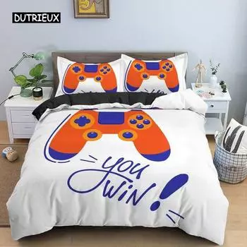 Комплект игровых пододеяльников из микрофибры, игровой комплект постельного белья из 3 предметов для детей, мальчиков и девочек, пододеяльник для видеоигр, чехол для геймпада EU single(135x200cm)