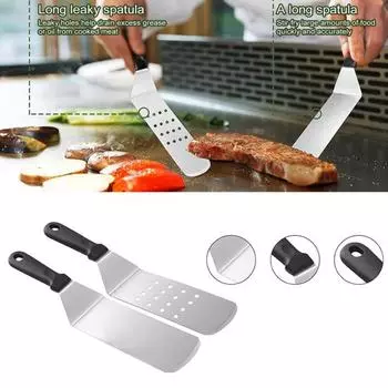 Комплект из 16 предметов из нержавеющей стали для гриля Blackstone и гриля Camp Chef с плоской верхней частью, набор лопаток с увеличенными лопатками и крышкой для поливания Sets