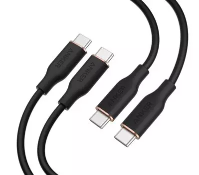 Комплект из 2-х черных кабелей Anker PowerLine III Flow USB-C и USB-C 0,9 м