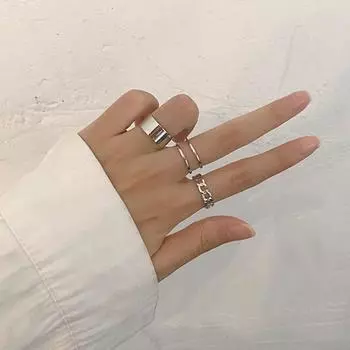 Комплект из 3 шт., модные серебряные полые кольца для женщин, открытые, регулируемые, в стиле хип-хоп, для девушки, на годовщину свадьбы, кольцо на палец, подарок серебряный