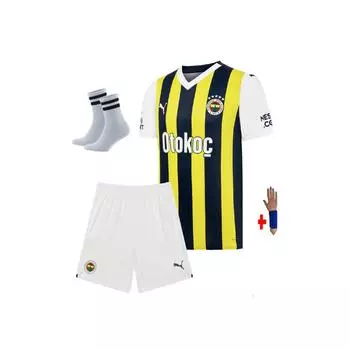 Комплект из 4 детских футбольных майок Fenerrbahee из 4 белых шорт Otoko сезона 23/24 5 звезд