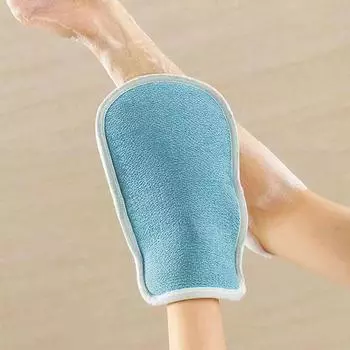 Комплект из двухсторонних банных полотенец и перчаток Bath gloves небесно-голубой