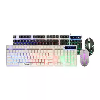 Комплект клавиатуры и мыши Bosston 104 Keys Illuminated Gaming Kit 8310 104 keys чёрный/белый