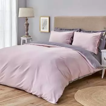 Комплект односторонних пододеяльников Karaca Home Basic темно-серого цвета с сухой розой