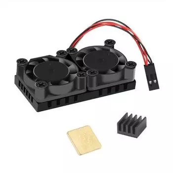 Комплект охлаждения Raspberry Pi с двумя вентиляторами, клейкая лента + 2 радиатора для Raspberry Pi 3 B+ One Size