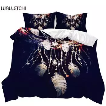 Комплект пододеяльников Dream Catcher Boho Glowing Feather Twin с покрывалом Mandala Double Queen King Size из полиэстера EU single(135x200cm)