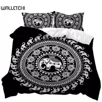 Комплект пододеяльников Mandala Elephant Boho Chic Hippie Twin Постельное белье Mandala Polyester Одеяло для взрослых Double Queen King Size EU single(135x200cm)