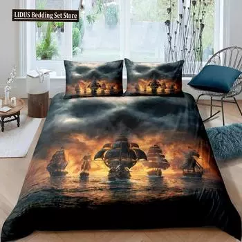 Комплект пододеяльников Pirate Queen Sailboat, комплект постельного белья Nautical Ocean, комплект постельного белья Cool Style Quilt Co 70x133cm 2pcs
