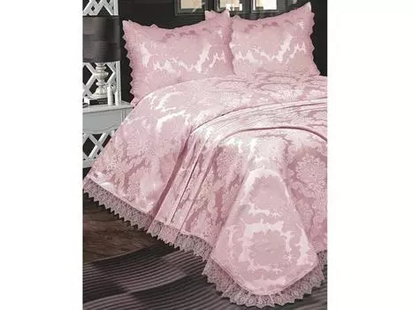 Комплект покрывала Lunox из синели, покрывало 180x250 с наволочкой, размер Queen Size, одинарный размер, розовый