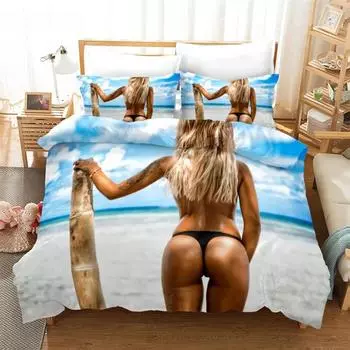 Комплект постельного белья 3D Digital Bikini, пододеяльник + наволочка, популярный стиль, 2/3 шт.(Нет прокладки Нет простыни) комплект постельного белья размера «queen-size» EU single(135x200cm)&set