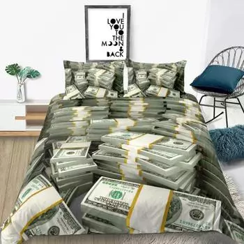 Комплект постельного белья 3D Modern с рисунком в виде доллара, пододеяльник, яркий чехол из 2/3 предметов, с рисунком денег и математики, забавный мягкий комплект постельного белья 135X200cm-2pcs