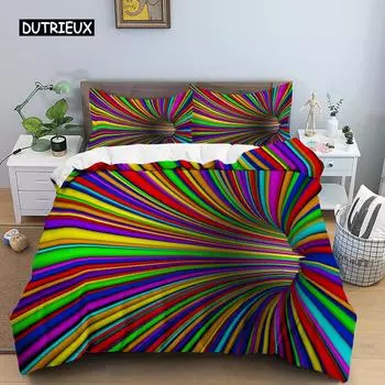 Комплект постельного белья Abstract Psychedelic Mystic, пододеяльник, наволочка, пододеяльник, двуспальная кровать размера King, молодежное одеяло из полиэстера EU single(135x200cm)